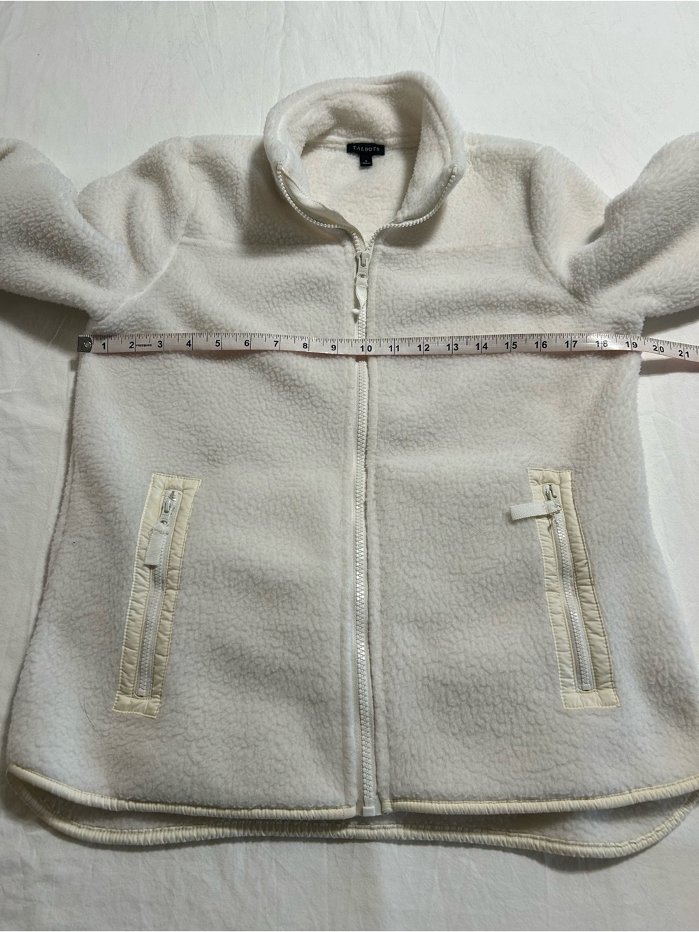 Talbots Ivory Sherpa Fleece Full Zip Jacket Small Cozy Coastal Grandma - Picture 5 of 10